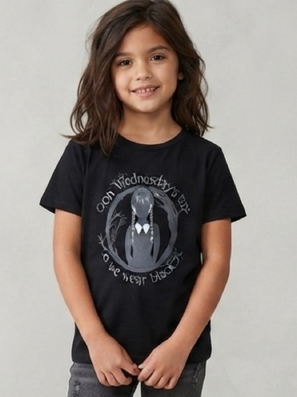 WEDNESDAY On Wednesdays We Wear Black Graphic Tee M 7/8 Black